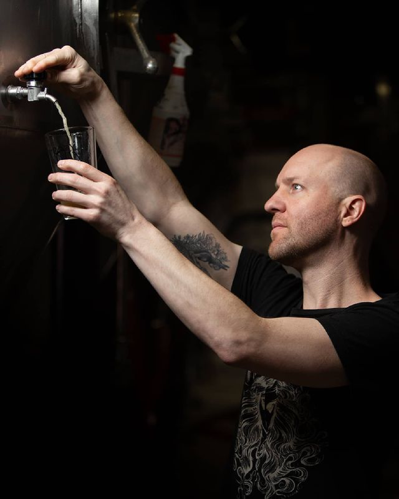 Brian Stumke of Stillwater pouring from the tap.