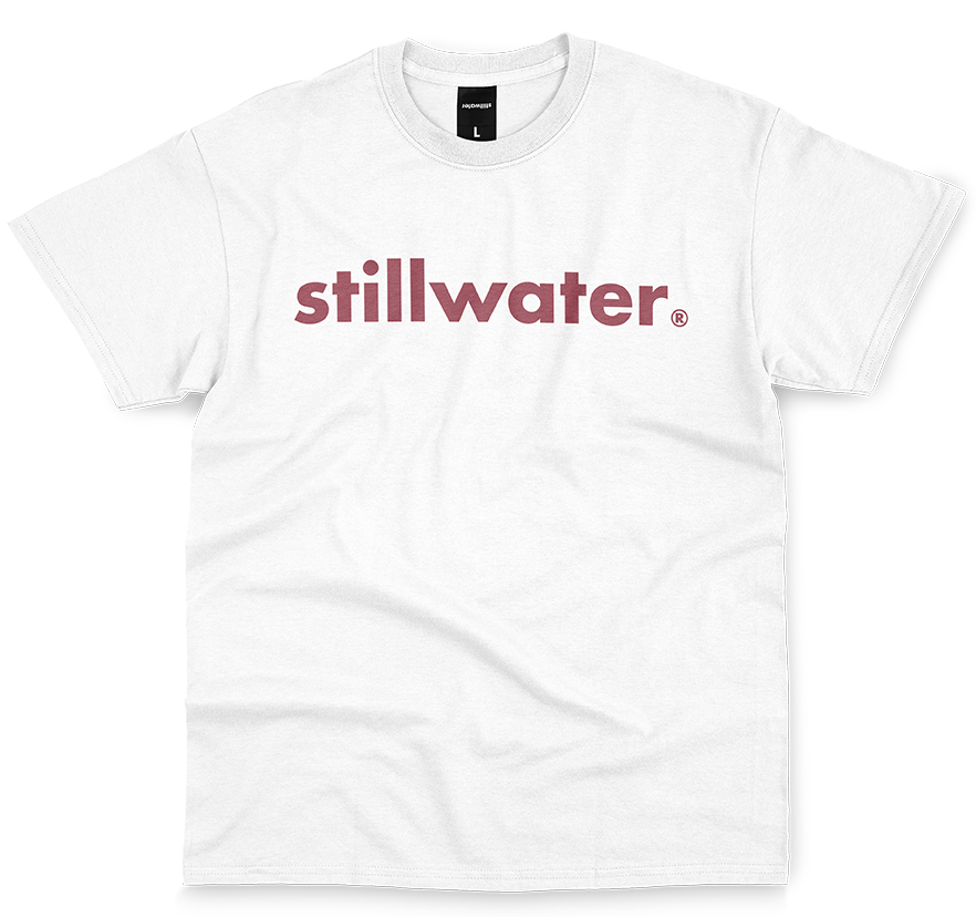 stillwater® logo t-shirt in white and wine