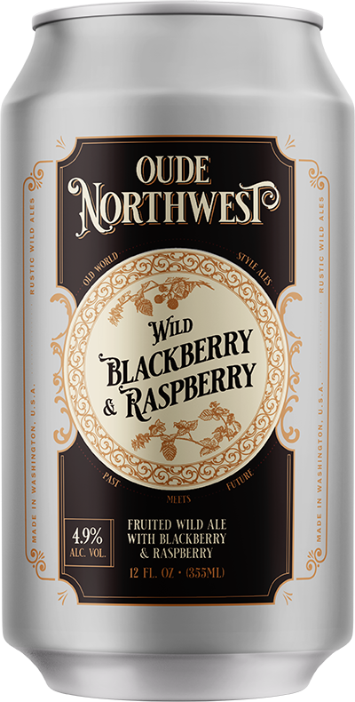 Wild Blackberry & Raspberry Fruited Wild 12 oz. can label by Oude Northwest