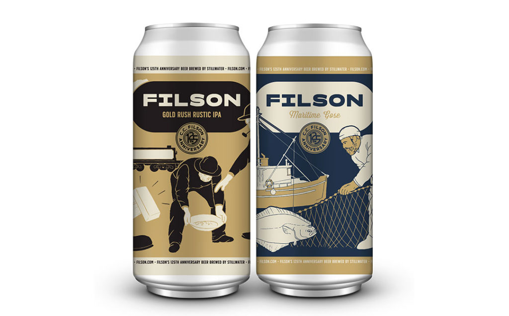 The collaboration can labels designed by Filson for Stillwater